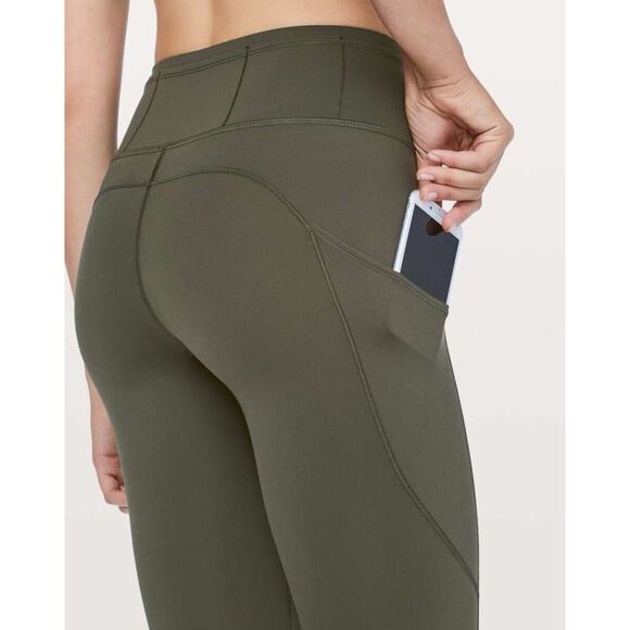 Lululemon Fast & Free Crop II Leggings Nulux 19" Dark Olive Size 6 - Picture 1 of 15